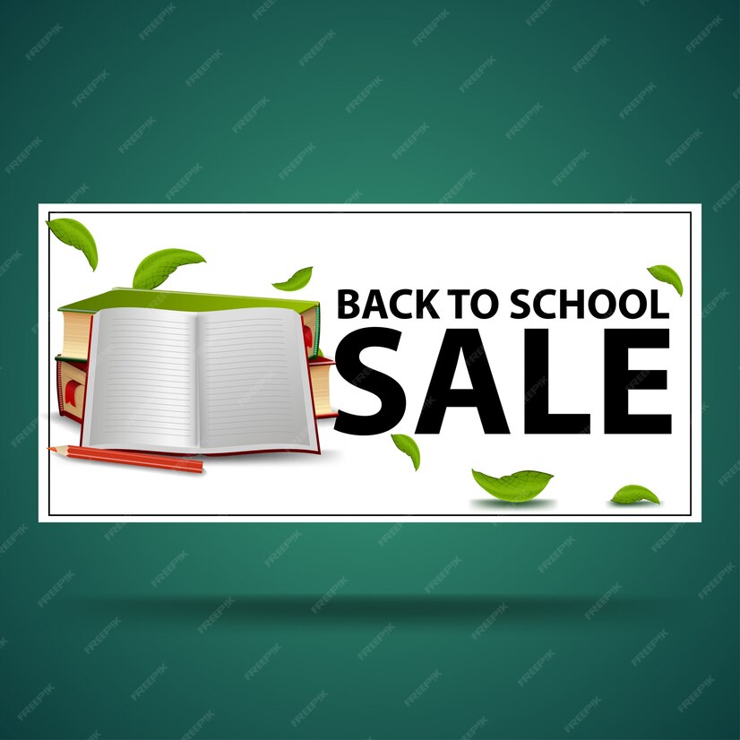 back school sale white discount banner with school textbooks notebook 7993 5225